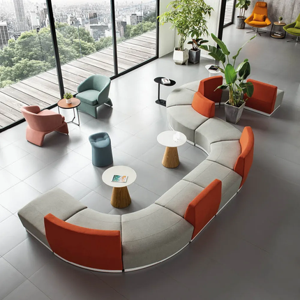Colorful Curved Modular Sofa Set | Commercial Lounge Furniture For Office Areas