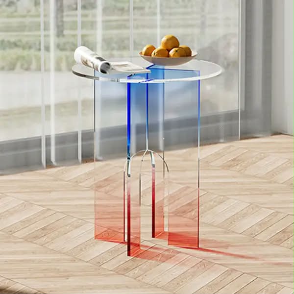 Color Gradient Acrylic Side Table Designer Coffee Table Home Office Decorative Round End Desk