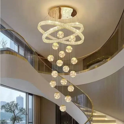 Modern Stairwell Decor Glass Ball Pendant Chandelier Light New Design Long Chandelier