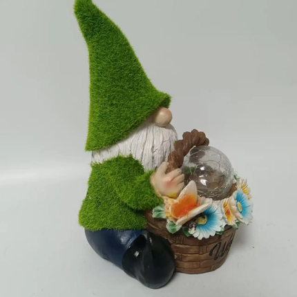 Waterproof Solar-Powered Elderly Statue Decoration LED Garden Gnome Resin Outdoor Lawn Yard Light Faceless Goblin