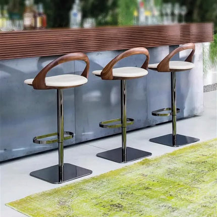 Italian Designer Adjustable Stainless Steel Bar Stool Minimalist Modern Luxurious Backrest Dining Cafe Hotel Living Room