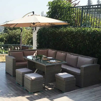 Modern Minimalist PE Rattan Sofa Waterproof Sun-Resistant Aluminum Frame For Indoor Outdoor Use
