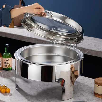 Commercial Table Top Stainless Steel Round Buffet Food Warmer-Alcohol/Electric Heating For Restaurant & Canteen