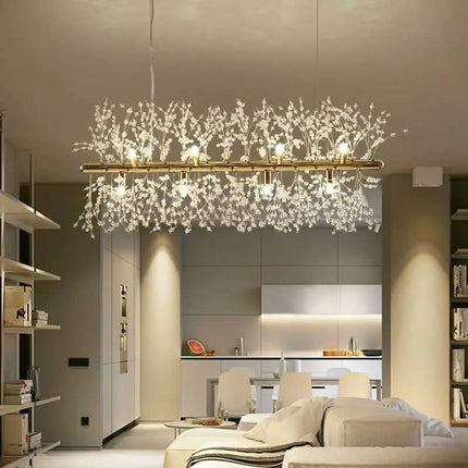 Nordic Luxury L35.4in Modern Crystal Chandelier Pendant Lamp For Living Room Dining Table Bar Oval Decorative Art Light