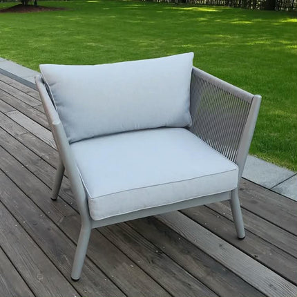 Modern Comfortable Leisure Garden Furniture Aluminum Outdoor Rope Sofa & Chair with Waterproof Cushion For Park & Villa Use