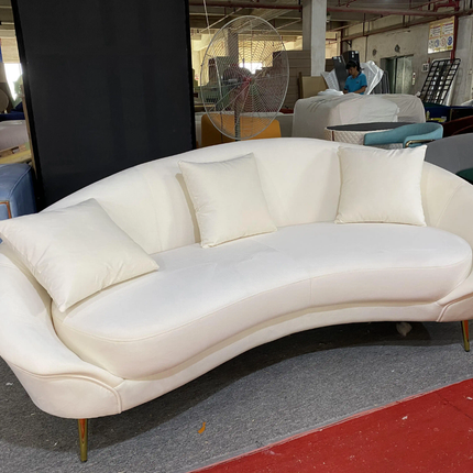 Royal Navy Blue Velvet Curved Sofa Premium Gold Legs Luxury Design for Living Room