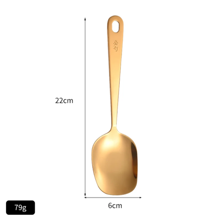 High Quality Kitchen Accessories Gold Long Handle 304 Stainless Round Spoon Serving Slotted Spoon for Buffet Restaurant