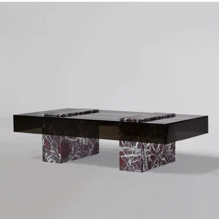 Modern living room tempered glass center table luxury marble base glass tea table glass coffee tables set living room base