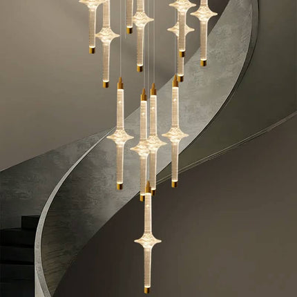 Nordic Stairs LED High Ceiling Minimalist Duplex Attic Lobby Staircase Chandelier Indoor Lighting