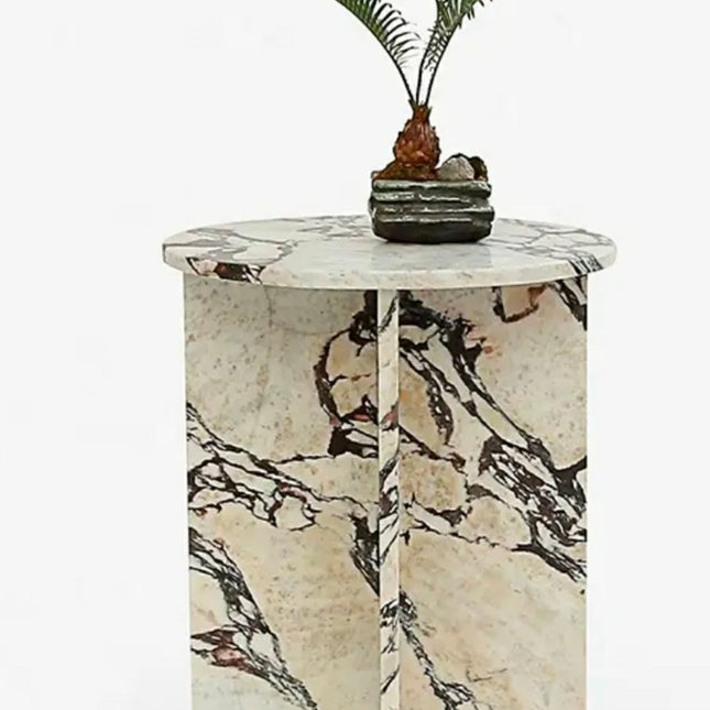 Luxury Calacatta Viola Marble Hotel Furniture End Table Nordic Small Round Coffee Side Table For Living Room