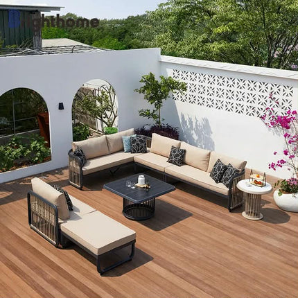 Terrace Waterproof Garden Furniture L Design Rattan Modern Outdoor Luxury Patio Sofa Set