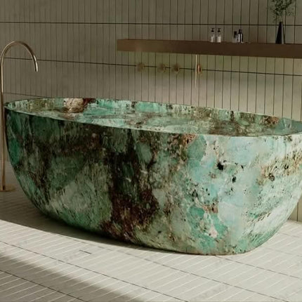Luxury Brazil Amazon Green Marble Stone Engrave CNC Bathtub Furniture For Project Use