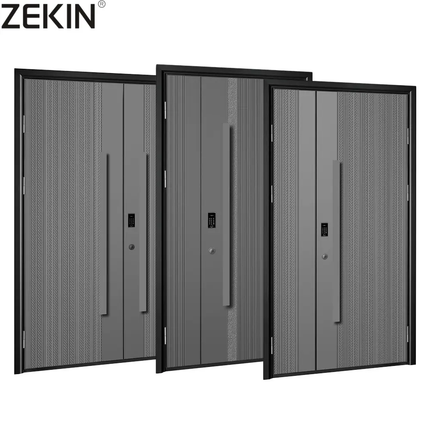 ZEKIN Custom Luxury Design Entrance Door Exterior Security Front Pivot Door Modern Entrance Black Aluminum Pivot Door Smart lock