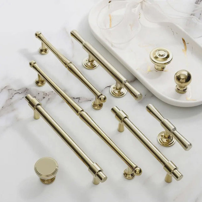Elegant Polished Gold Cabinet Handles & Knobs Set – Modern Kitchen Drawer Pulls and Luxury Furniture Hardware