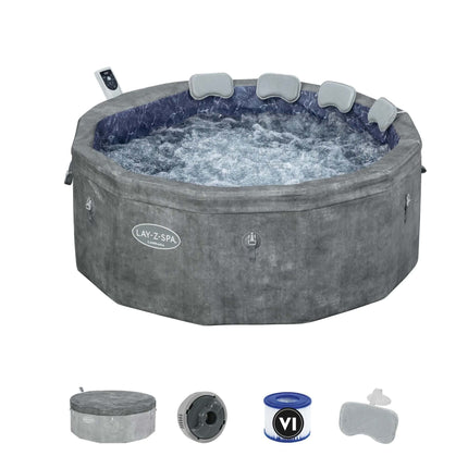 New Arrival Outdoor 4-6 Person 1.70m X 65cm Jacuzzi Round Grey Carrara Foam Wave Inflatable Hot Tub SPA