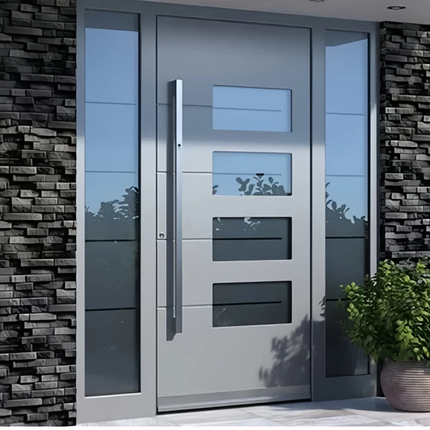 Customized Size Modern Exterior Door Aluminum Modern Entrance America Italy Metal Pivot Door Entry Doors Security Gate