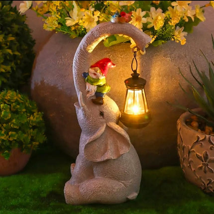 Solar Light Elephant Fairy Lantern Animal Resin Crafts Decoration Garden Layout Creative Outdoor Light Decoration