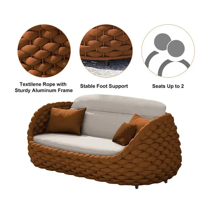 Nordic Style Rattan Furniture Sofa Set Modern Aluminum Frame Outdoor Garden Patio Couch Set Balcony Villa Resort Custom