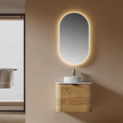 Luxury Wall-Mounted Bathroom Vanity Set – Lacquered Cabinet, Smart Mirror, Plywood Frame, Ceramic Basin for Hotels