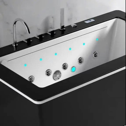 Modern Style SHANE Freestanding Eco-Friendly Acrylic Bathtub Drainer Inchuded Soaking Bath White Square Pattern