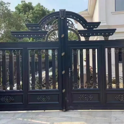 Aluminum Main Gate Designs of Retractable Gate for Security QG L1726 Sale Top Anti Style Industrial Government School Pattern