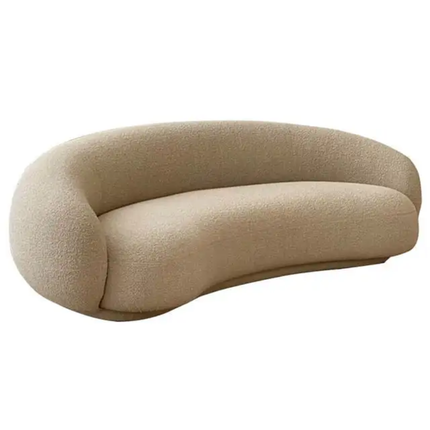Bespoke Form & Fissure A Tailored Bouclé Sofa Anchored by a Unique Marble Coffee Table
