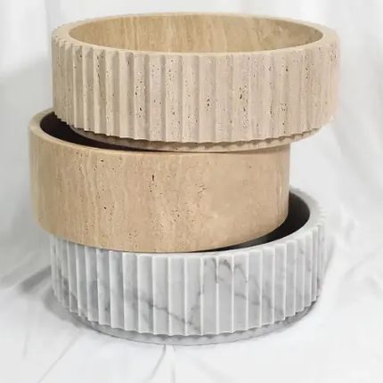 Wabi-Sabi Style Light Luxury High-End Countertop Basin Nordic Natural Marble WashBasin China Travertine Stone Sink
