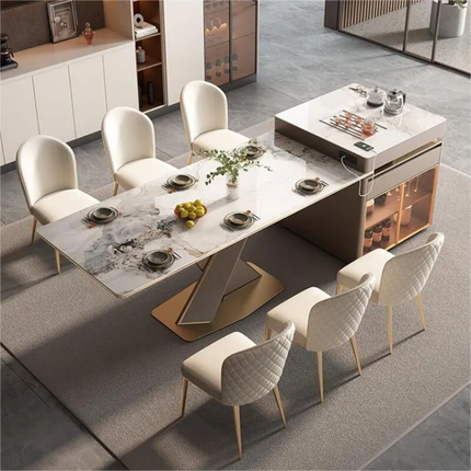 Custom Large White Artificial Stone Dining Table – Direct Manufacturer Premium Marble-Style Furniture