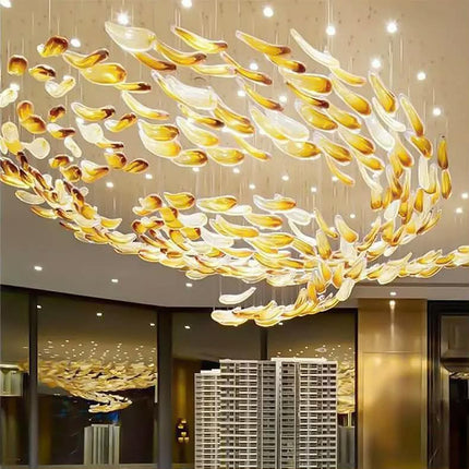 Free Design Custom Chandelier Manufacturer Flexible Art Glass Fish Chandelier