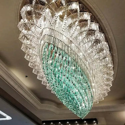 Custom Chandelier Modern Luxury Decoration Ceiling Lamp Hotel Lobby Wedding Banquet Large Oval Crystal Glass For High Ceiling