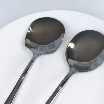 Stainless Steel Spoon Thickened Serving Spoon High Mirror Polish Beads Prevent Falling for Hotel Restaurant Buffet
