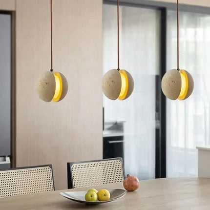 New Arrival High Quality Travertine Stone Adjustable Height Dimmable LED Pendant Light Hanging Ball Chandelier Middle Kitchen