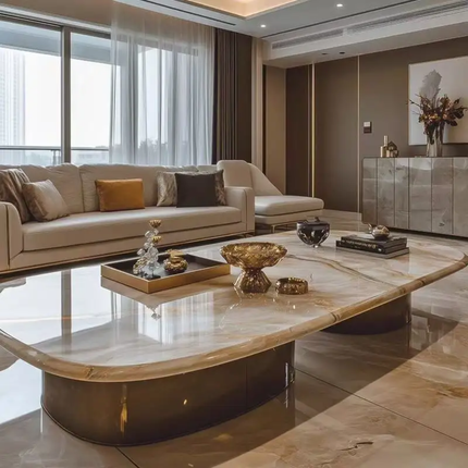 Italian light luxury marble coffee table modern minimalist designer durable High-End side table for living room home use