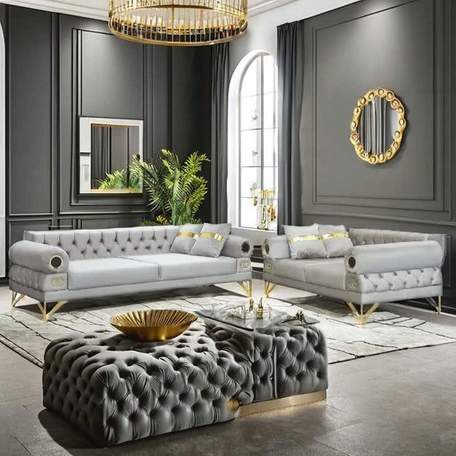 New Luxury Genuine Leather Sofa Modern Postmodern Designer Living Room Combination Furniture For Hotel & Villa