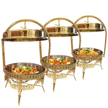 Commercial 9L Stainless Steel Buffet Chafing Dish Adjustable Gas/Fuel-Heated Golden Key CF25 Food Warmer Hanging Frame For