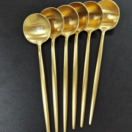 Royal 304 Stainless Steel Long Handle Dinner Spoon Luxury Gold Serving Spoons