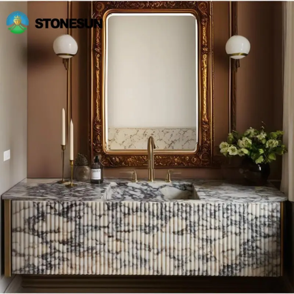 Stonesun Modern Solid Marble Sink – Calacatta Viola, for Luxury Ensuite Bathroom and Washroom Use