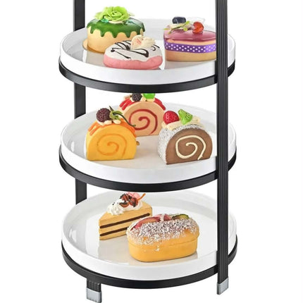 3pc Ceramic Plate and Dessert Display Rack Tray Steel Staircase Frame Catering Stand Serving Trays Cake Tools