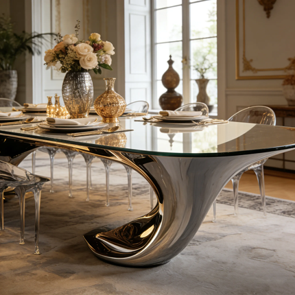 Luxury Modern Design Special-Shaped Dining Table High-End Villa & Restaurant Furniture