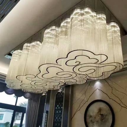 High Ceiling Project Indoor Decorative Hotel Lobby Banquet Hall Modern Luxury Crystal LED Chandelier Customized Lighting