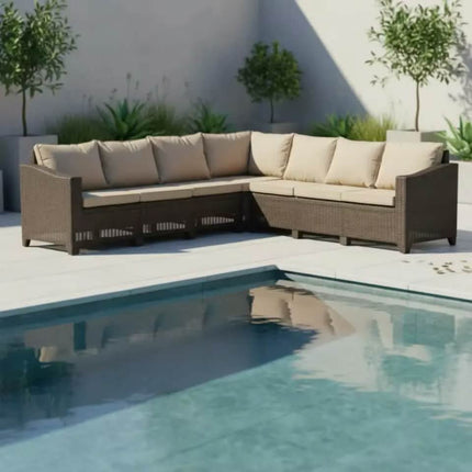 Luxury Durable Modern Outdoor Garden Patio Curved Sectional Rattan Synthetic Wicker Round With Removable Cushions Sofa Set