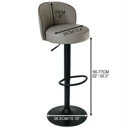 Pure Tone TUQ Chair White Thick Round Seat Bar Stool for Home Bar Space Contemporary White Back Support Bar Chairs