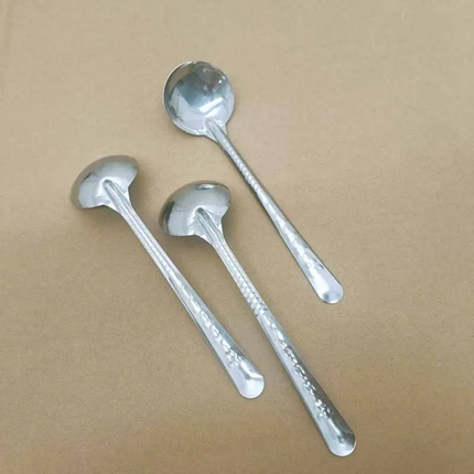 Cheap Bulk 18/0 Stainless Steel Round Spoons Set Silver Machine Polish Long Handle Soup Spoon For Home Restaurant