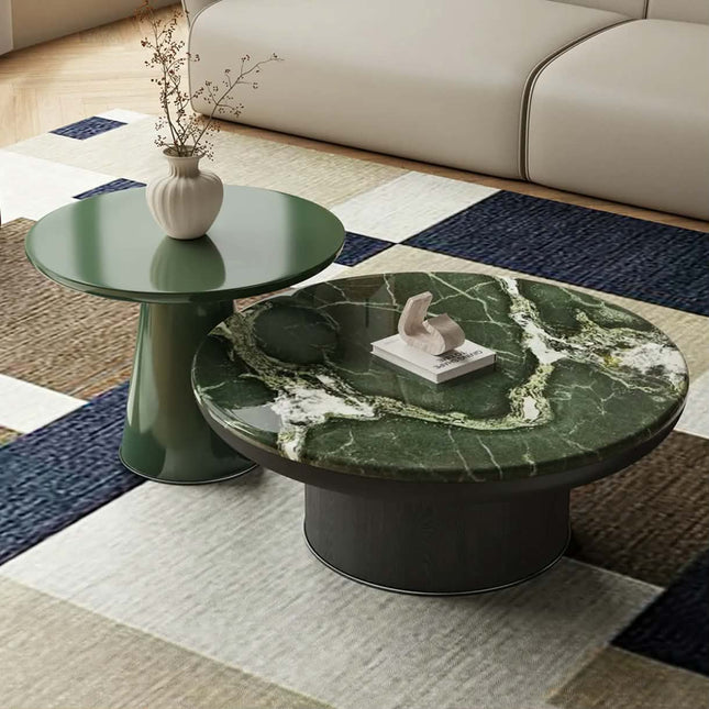 Italian Light Luxurious Marble Coffee Table Modern Designer Round Coffee Table Set Popular High End Living Room Coffee Table