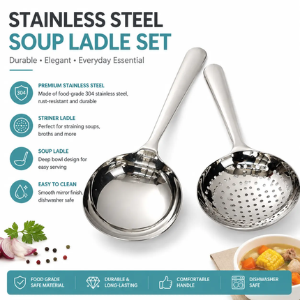 Stainless Steel Silver Plated Camping Spoon Long Handle 30ml Capacity Large Durable Eco-Friendly Big Head Colander Rice Spoon