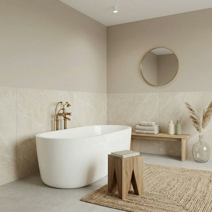 Salvere FW-7713-67 Modern Freestanding Bathtub Premium Acrylic Reinforced Fiberglass Resin Oval Shape 23 Inch Height Soaking Tub