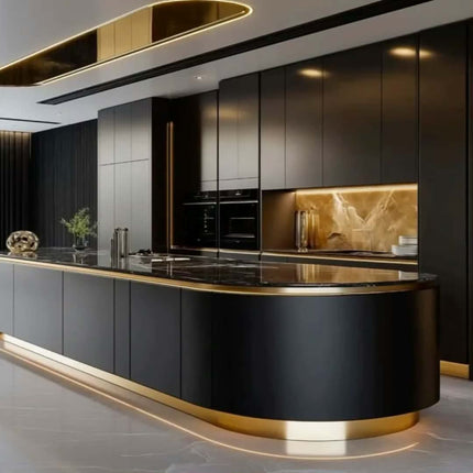 Luxury Kitchen Cabinets Furniture Modern Kitchen Cupboards Black Lacquer Solid Wood Kitchen Cabinet Set With Countertops