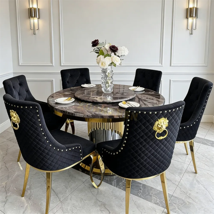 Luxury Modern Round Marble Dining Table – Elegant Dining Set for Villas, Dining Rooms & Restaurants