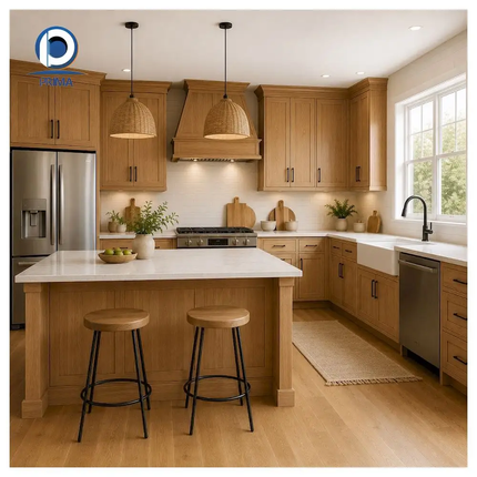 Luxury Residential Solid Wood Kitchen Cabinets For House and Villa Projects