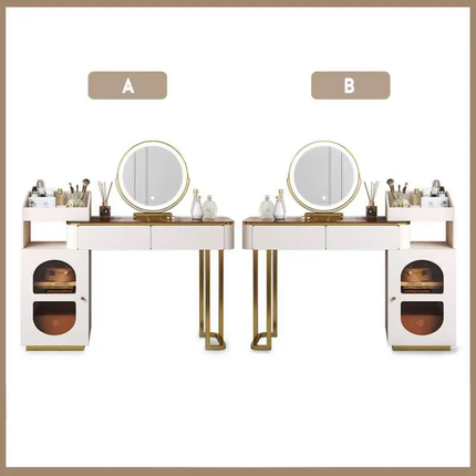 Adjustable MakeUp Desk Dressing Table With LED Mirror And Drawers Iron Vanity Table MakeUp Vanities Dresser Bedroom Furniture